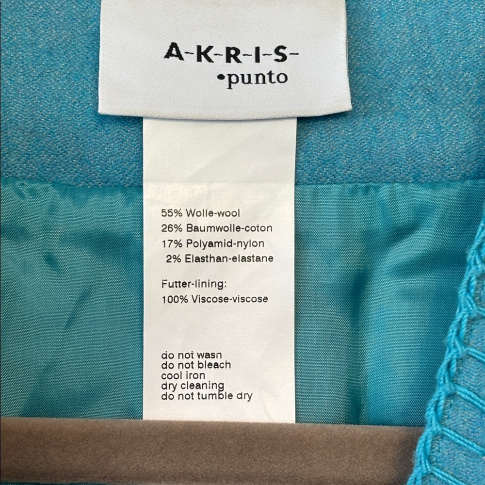 Akris Punto Cerulean Blazer Jacket 14 Snap Front WhipStitch trim Wool Cotton - Picture 4 of 10